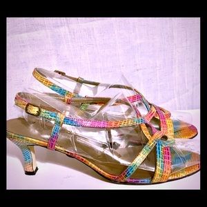Multi-colored Strappy Kitten Heel